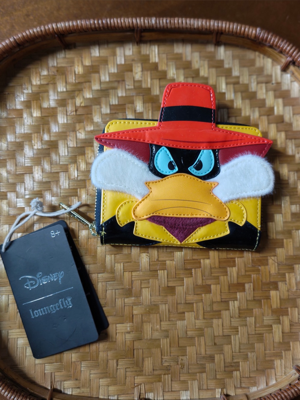 Loungefly Red Yellow Black Duck Wallet with Blue Eyes